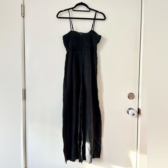 NWT Madewell Madeline Ruched Crop Straight Leg Jumpsuit in True Black - Picture 7 of 10